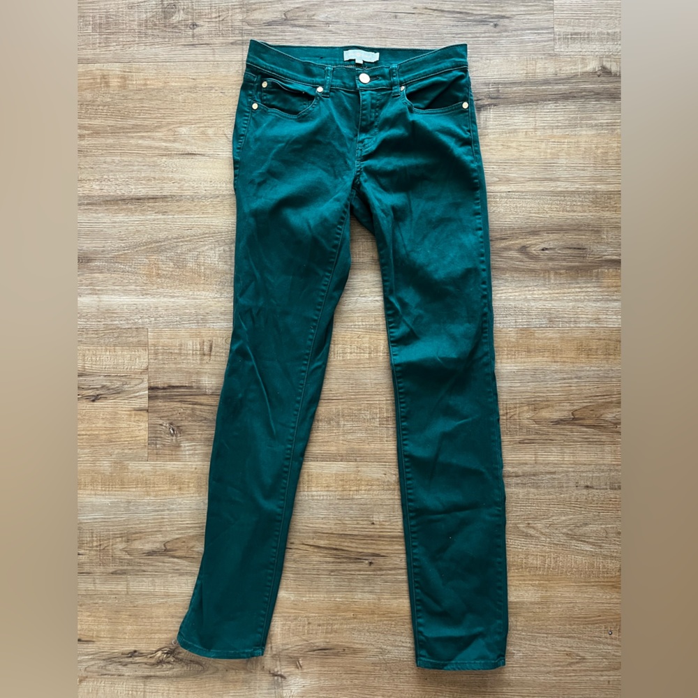 Tory Burch size 27 Green Skinny Jeans with Gold button